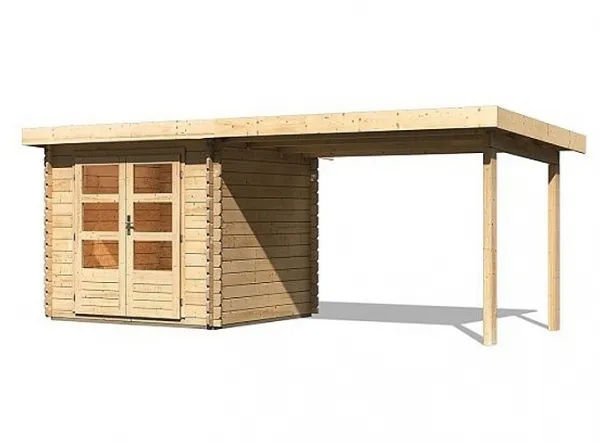 Drevený záhradný domček BASTRUP 2 s prístavkom Lanitplast