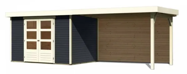 Drevený záhradný domček ASKOLA 4 s prístavkom 280 Lanitplast