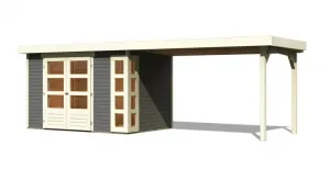 Drevený záhradný domček KERKO 4 s prístavkom 280 Lanitplast
