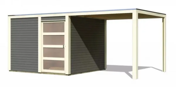 Drevený záhradný domček QUBIC 2 s prístavkom 270 Lanitplast