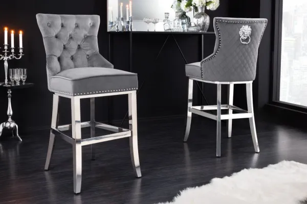 Chesterfield barová stolička FRIXON Dekorhome Modrá