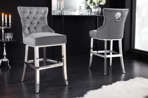 Chesterfield barová stolička FRIXON Dekorhome Modrá