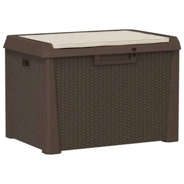 Záhradný úložný box s poduškou 125 l Dekorhome Hnědá