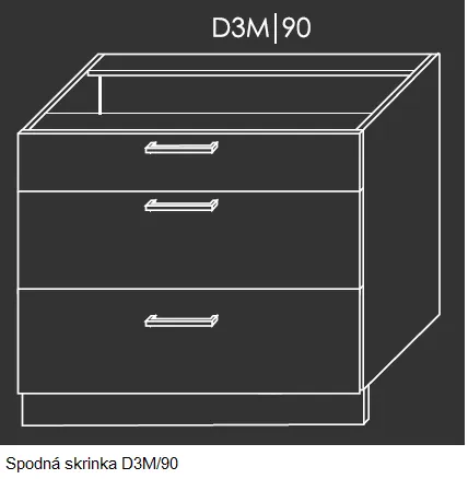 ArtExt Kuchynská linka Brerra - mat Kuchyňa: Polica do skrinky D12/90