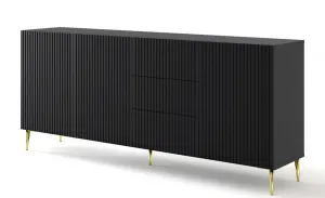 ARTBm Komoda RAVENNA B 3D3S 200 | čierna matná Prevedenie: Čierny mat  / čierne nohy