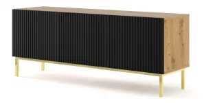 ARTBm TV stolík RAVENNA B 3D 150  | dub artisan / čierna matná Prevedenie: Dub artisan / čierny mat  / čierne nohy