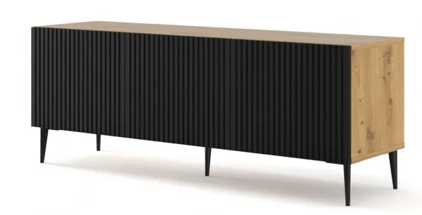 ARTBm TV stolík RAVENNA B 3D 150  | dub artisan / čierna matná Prevedenie: Dub artisan / čierny mat  / zlaté nohy