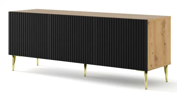 ARTBm TV stolík RAVENNA B 3D 150  | dub artisan / čierna matná Prevedenie: Dub artisan / čierny mat  / čierne nohy