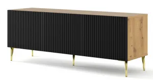 ARTBm TV stolík RAVENNA B 3D 150  | dub artisan / čierna matná Prevedenie: Dub artisan / čierny mat  / čierne nohy