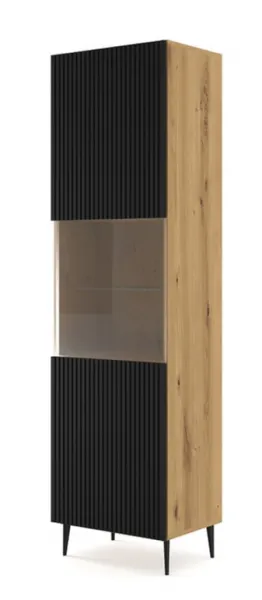 ARTBm Vitrína RAVENNA B 1DS 60 | dub artisan / čierna matná Prevedenie: Dub artisan / čierny mat / zlatá podnož