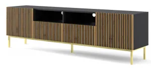 ARTBm TV stolík RAVENNA F 2D2S 200  | čierna matná / dub artisan Prevedenie: Čierna matná / dub artisan / čierne nohy