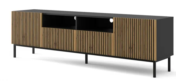 ARTBm TV stolík RAVENNA F 2D2S 200  | čierna matná / dub artisan Prevedenie: Čierna matná / dub artisan / čierne nohy