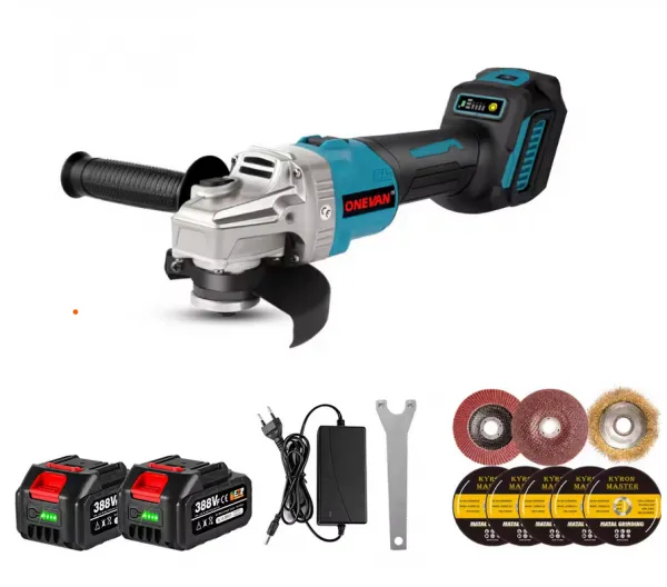Elektrická Uhlová Brúska ONEVAN 125 Mm je vhodná pre batériu Makita 18V + kotúče ZADARMO ! 21V 4Ah batérie, nabíjačka Batéria: 2ks batéria