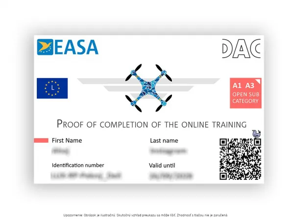 SmartWear Certifikát pilota dronu a kľúčenka DRONE PILOT s obalom na preukaz A1/A2/A3 CP.MA.00000587.01