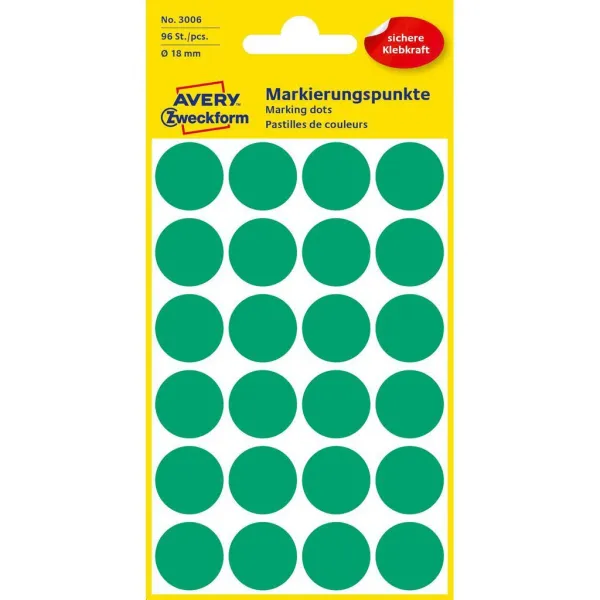 Avery Zweckform Etikety kruhové 18mm Avery zelené