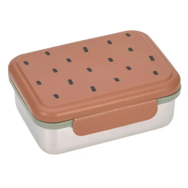 Lässig nerezový desiatový box Happy Prints Farba: Light olive