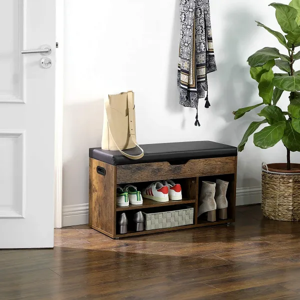 Skriňa na topánky so sedadlom LOFT drevená