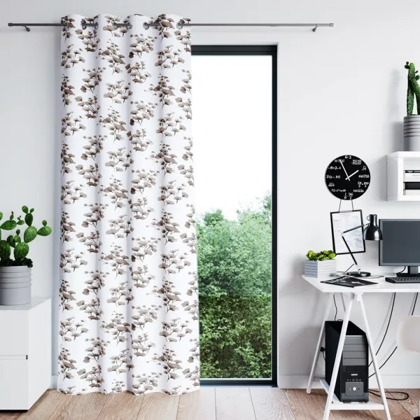 Záves AmeliaHome Serenity s priechodkami 140x250 cm biely/hnedý