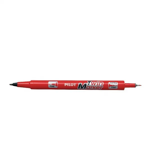 Popisovač obojstranný PILOT Twin Marker BeGreen 05+03 mm červený