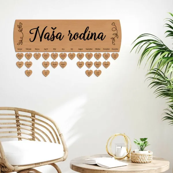 Drevený rodinný kalendár - Naša rodina