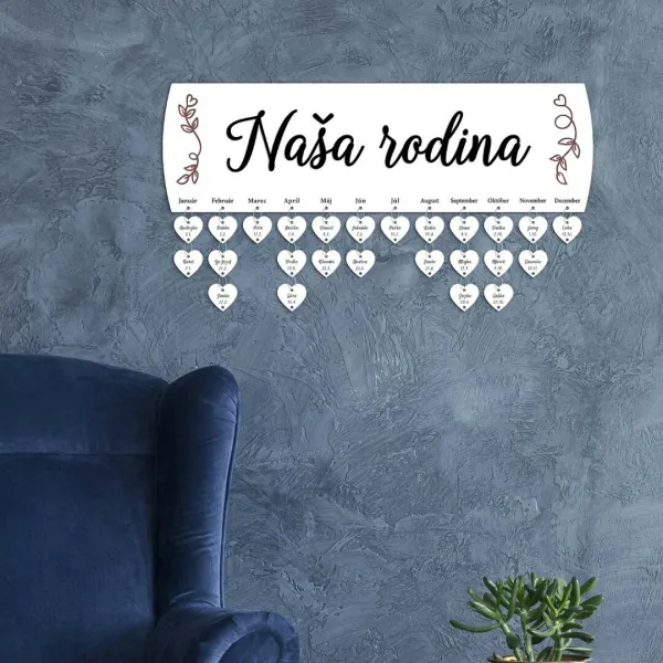 Drevený rodinný kalendár - Naša rodina