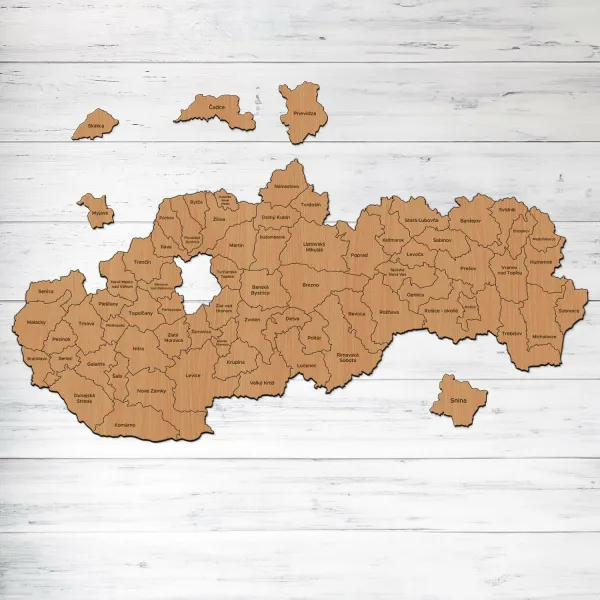 Drevené PUZZLE - Mapa okresov Slovenska