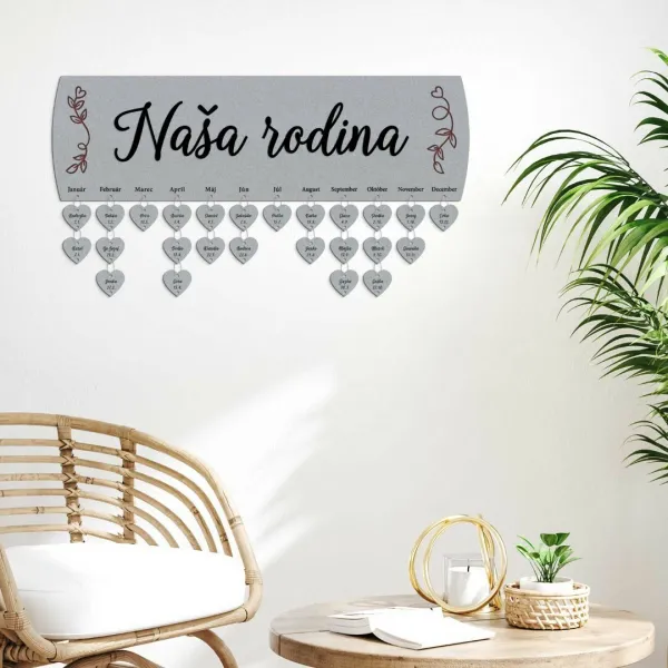 Drevený rodinný kalendár - Naša rodina