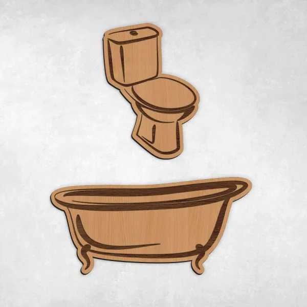 Drevené označenie dverí WC + Kúpeľňa