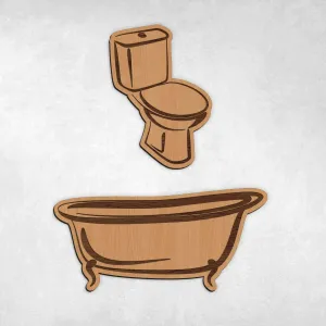 Drevené označenie dverí WC + Kúpeľňa