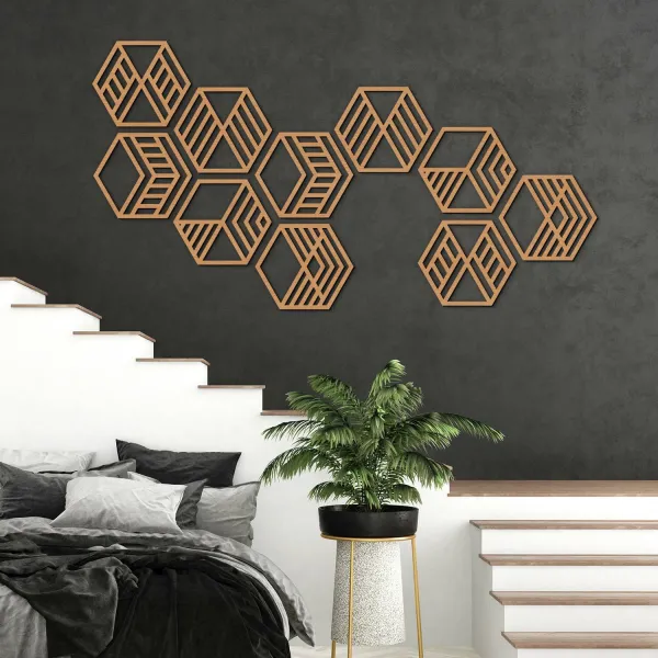 Moderná dekorácia na stenu - Hexagóny (5 ks)
