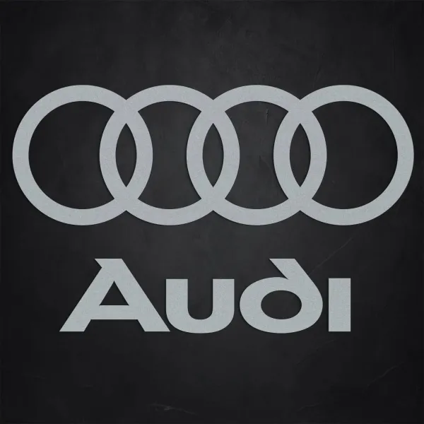 Drevené logo a nápis na stenu - Audi