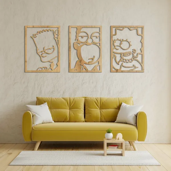 3-dielny drevený obraz - The Simpsons