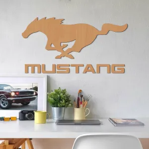 Drevený znak auta - Logo Mustang