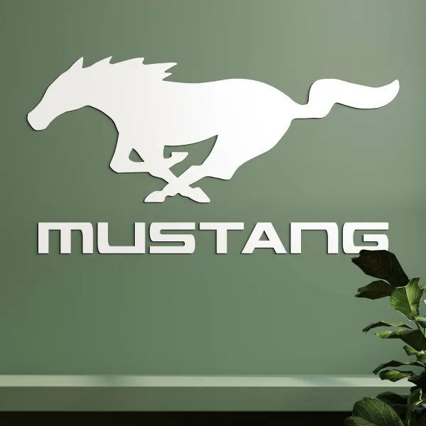 Drevený znak auta - Logo Mustang