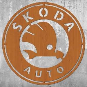 Drevený obraz - Znak loga Škoda