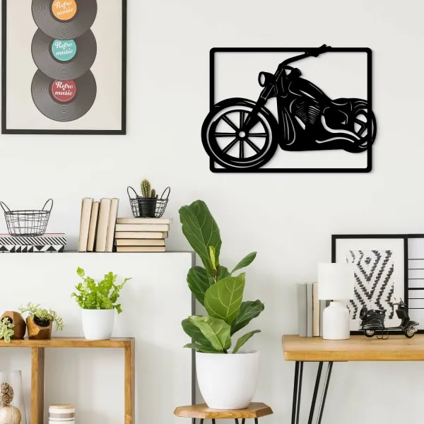 Drevený obraz na stenu - Motorka Chopper