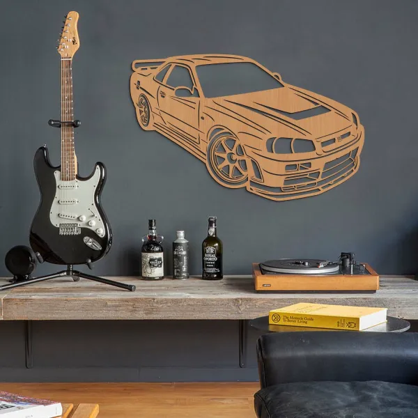 Drevený obraz auta - Nissan GT-R Skyline