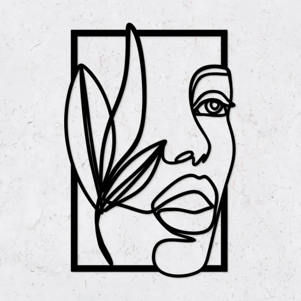 Drevený line art obraz - Múza