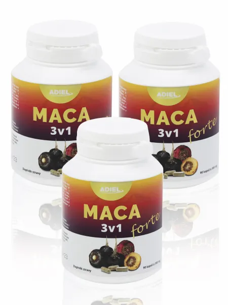 ADIEL Maca 3v1 forte 90 kapslí Obsah: 2x90 kapslí