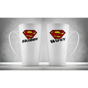 Hrnčeky pre páry - Super Wifey & Hubby, 2ks x 450ml 
