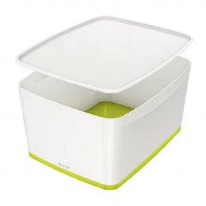 Leitz Úložný box s vekom MyBox, veľkosť L biela/zelená