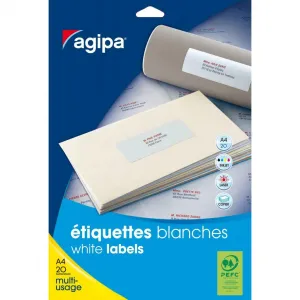 Etikety univerzálne na zakladače 190x60mm Agipa A4 20 hárkov