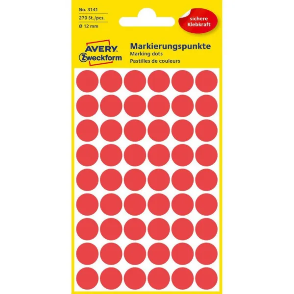 Avery Zweckform Etikety kruhové 12mm Avery červené