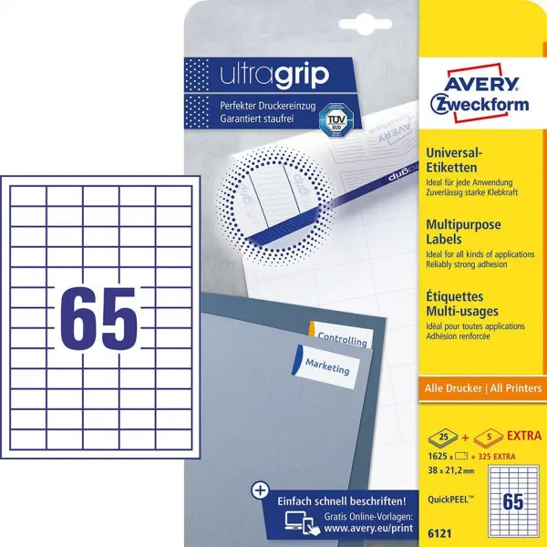 Avery Zweckform Etikety univerzálne 38x21,2mm Avery A4 25+5 hárkov