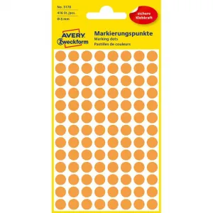 Avery Zweckform Etikety kruhové 8mm Avery neónovo oranžové