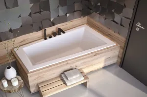 BESCO - Asymetrická vaňa INTIMA SLIM - Nožičky k vani - Bez nožičiek, Rozmer vane - 150 × 85 cm, Spôsob prevedenia - Ľavé VANINTI15SLIML
