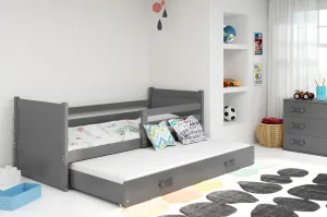 BMS Detská posteľ s prístelkou RICO 2 | sivá 90 x 200 cm Farba: Biela