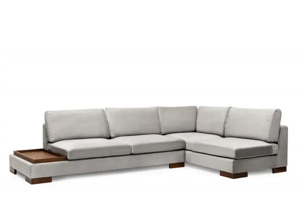 Hanah Home Rohová sedací souprava Tulip 313 cm s odkládacím stolkem světle šedá pravá