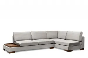 Hanah Home Rohová sedací souprava Tulip 313 cm s odkládacím stolkem světle šedá pravá