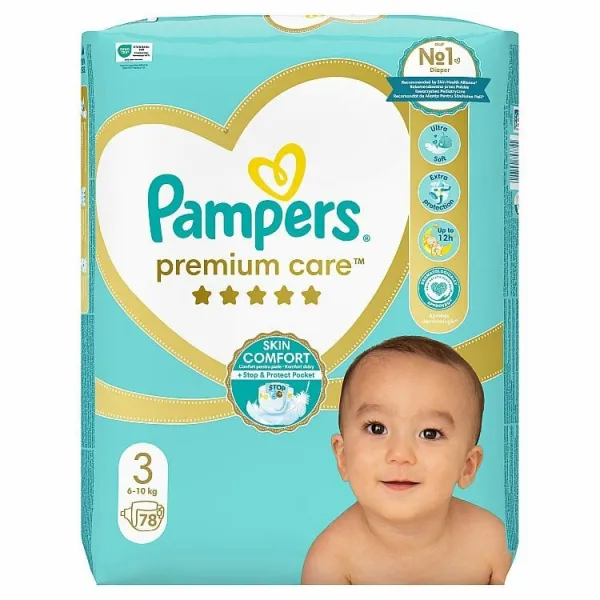 Pampers Premium Care, Veľkosť 3, Plienky 78 ks, 6kg-10kg